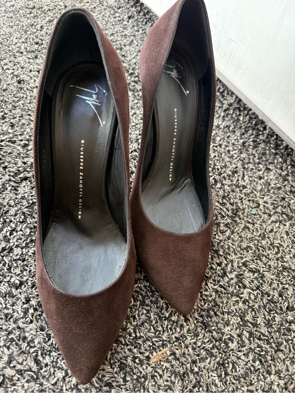Giuseppe Zanotti Brown Velvet Pointed Toe Stilettos Size 40 - Picture 10 of 12